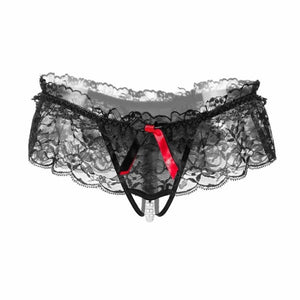 Women's Sexy Lace Pearl Low-Waist Seamless Panty