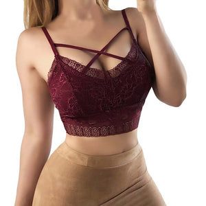 Women Lace Wrapped Chest Tube Top Without Bra
