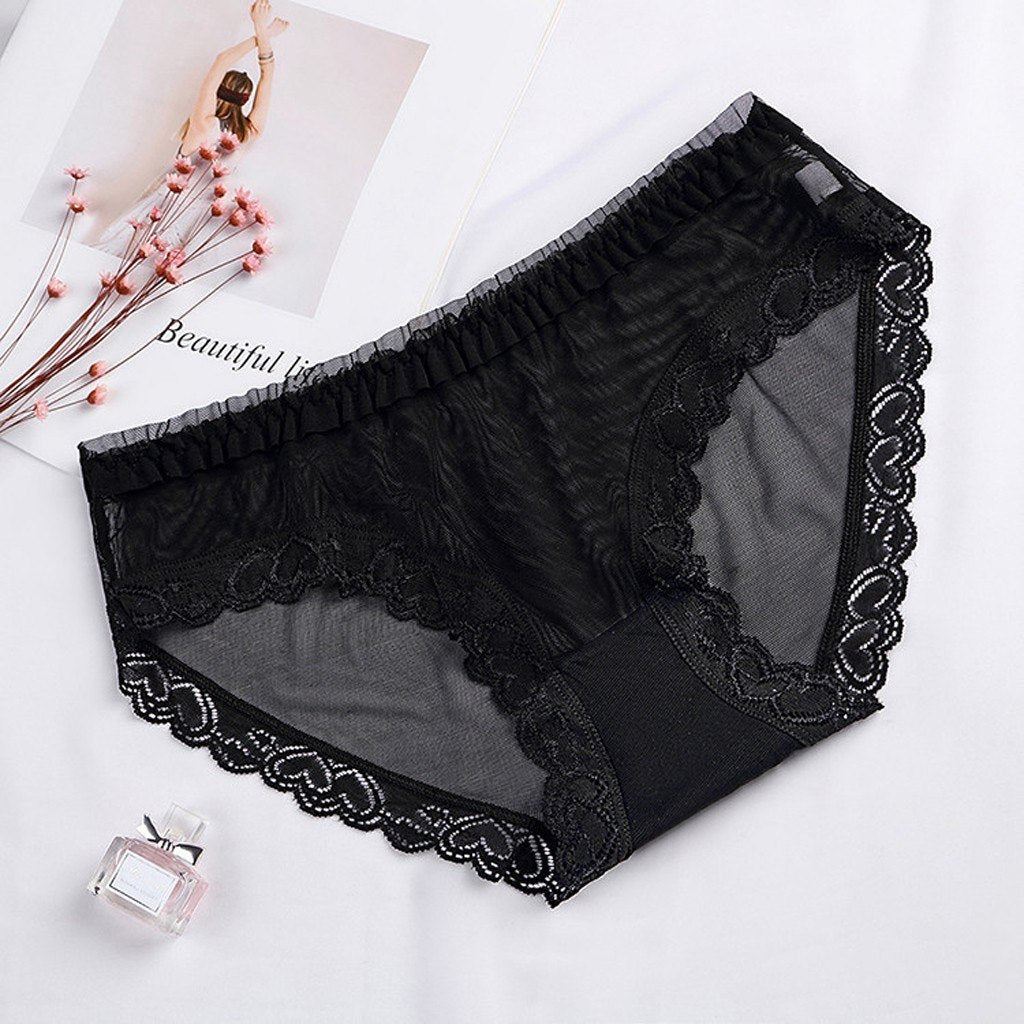 Women Sexy  Briefs  Perspective Lace Splice Briefs Panties